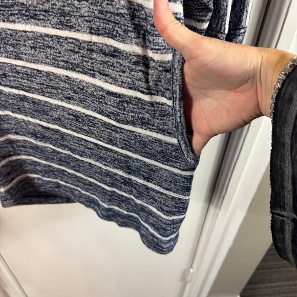 Market & Spruce Navy White Striped Hooded Pullover Tunic | Size L - Picture 5 of 9